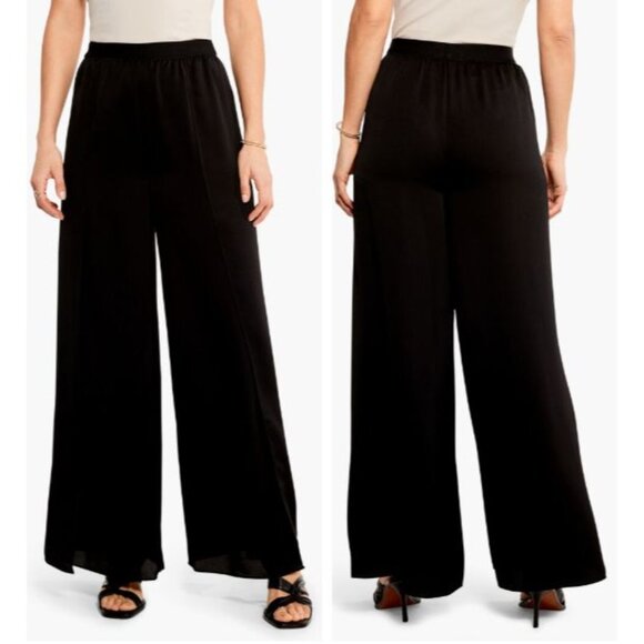 NWT NIC & ZOE Whimsy Flowy Lagenlook Artsy Wide-Leg Pants Black Onyx Plus 18 - Picture 1 of 16